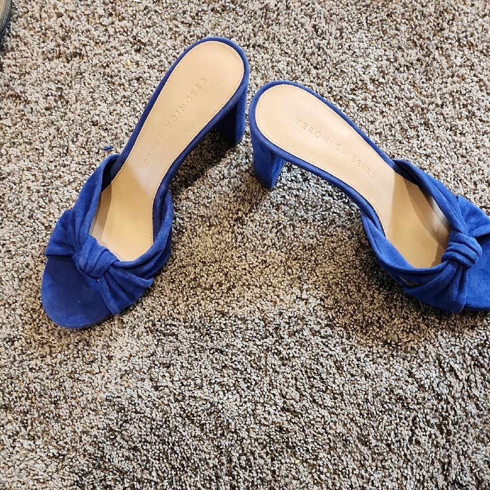 Veronica Beard Blue Suede Mules